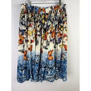 Whimsical Midi Skirt Boho Garden Fairy Butterfly Flowy Full Sz 1x Tea Length Y2K